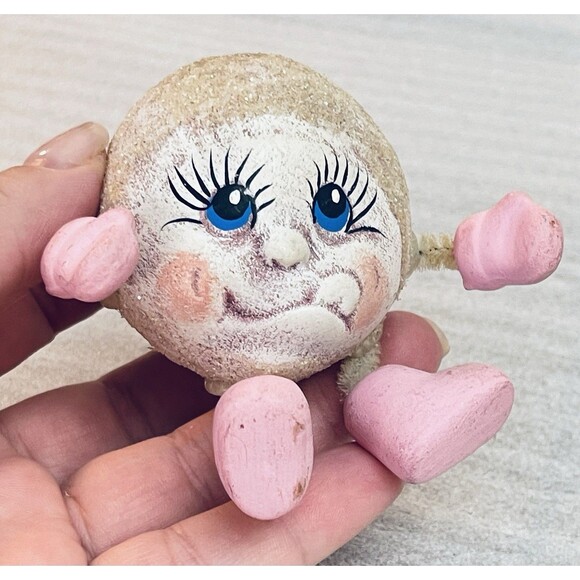 Lot of 6 VTG Anthropomorphic Snowball Head Shelf Sitters Painted Faces - Picture 5 of 12